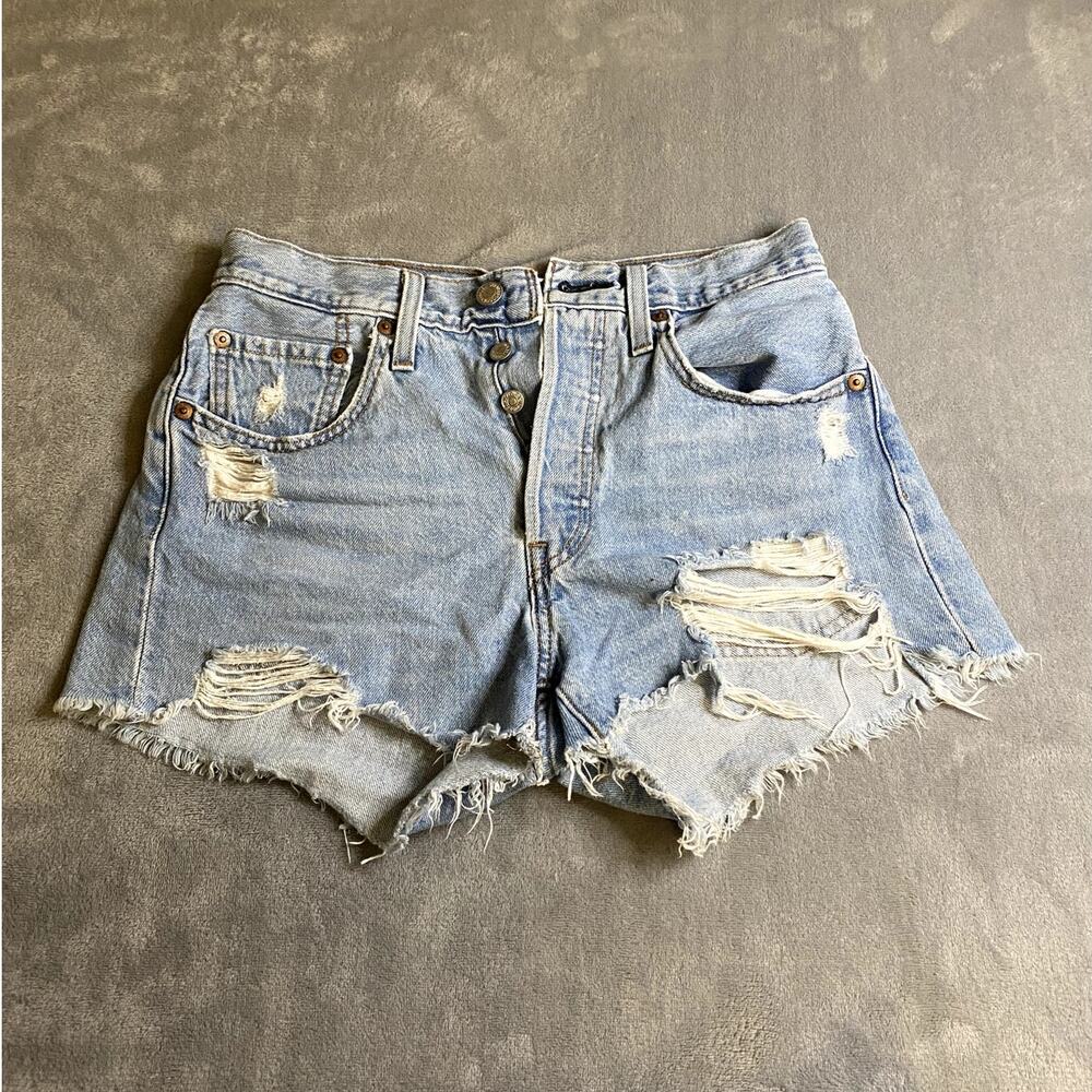 Levi's 501 Cutoff Shorts Women's W26 Light Wash High Waisted Vintage Distressed
